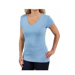 NWT Kirkland Signature Ladies Cotton V-Neck Tee Shirt Blue Size S $25 9B593